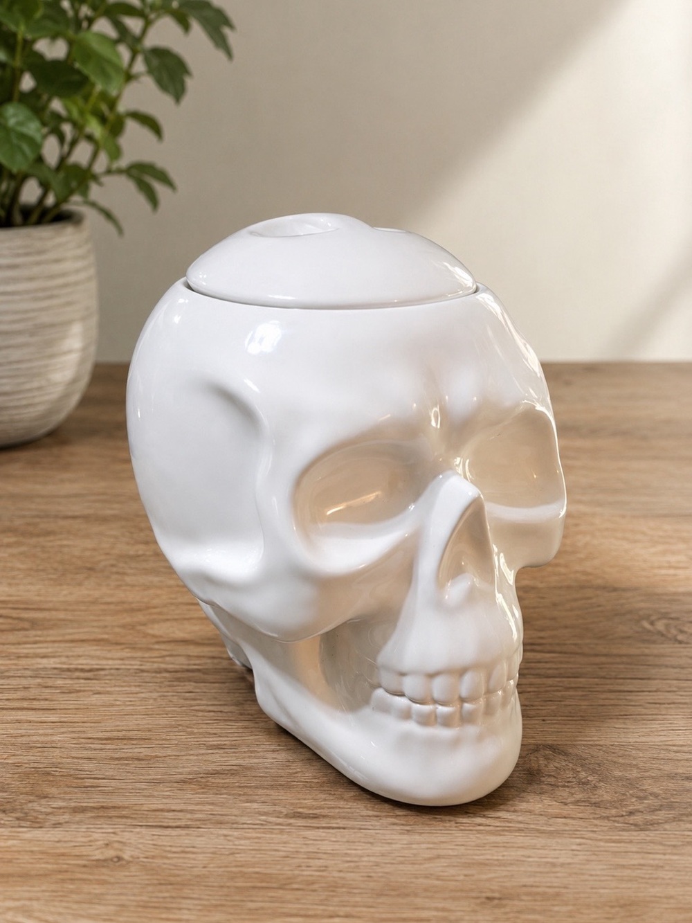 Hyde & Eek Target White Skull Skeleton Ceramic Halloween Candy Jar (with Lid)